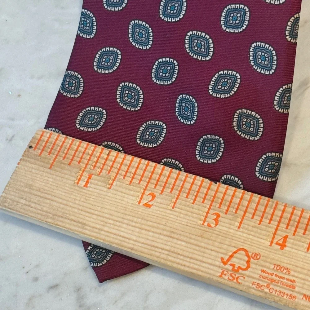 Oscar de la Renta Couture‎ Burgundy geometric Silk Tie Maison Blanche 58